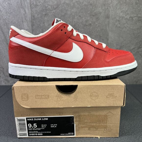 Nike Dunk Low SPORT RED Size 9.5 Mens Red White Sneakers - Picture 1 of 13